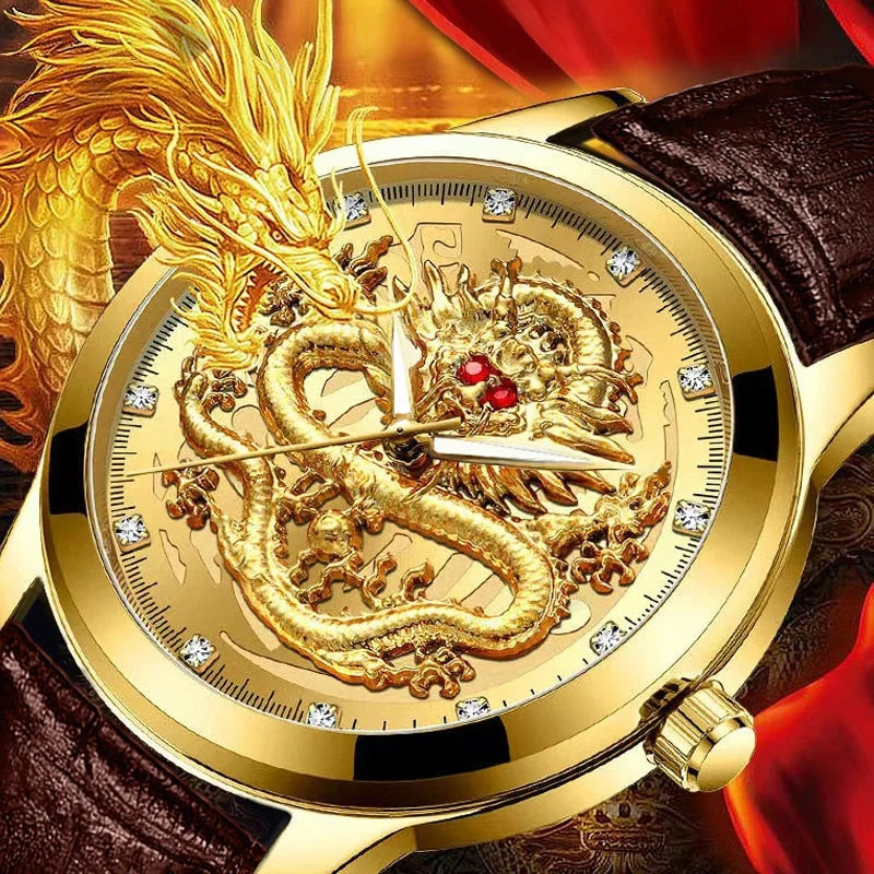 WOKAI Golden Dragon Chinese style Watch